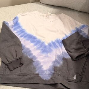 FP Movement by Free People Men's Crewneck Sweater - Blue and Gray Tie-Dye